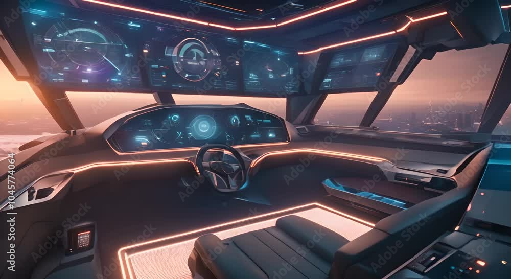 Futuristic vehicle control center with digital interfaces Video ...