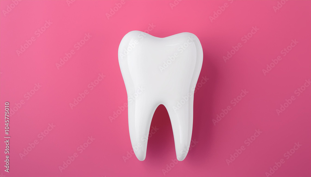 White tooth model on pink background. Dental care. Stomatology clinic, orthodontist's business. White tooth model on pink background. Dental care. Stomatology clinic, orthodontist's business.