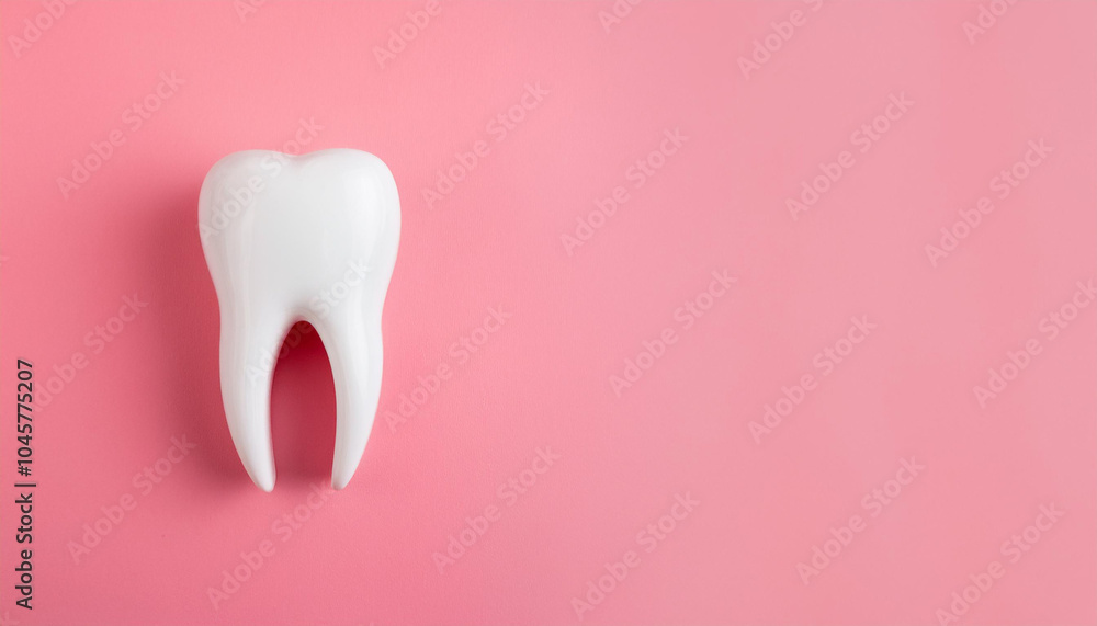 White tooth model on pink background. Dental care. Stomatology clinic, orthodontist's business. White tooth model on pink background. Dental care. Stomatology clinic, orthodontist's business.