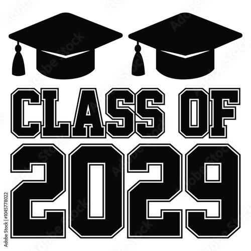 Lettering Class of 2029 for greeting, invitation card. Text for graduation design, congratulation event, T-shirt, party, high school or college graduate. Illustration, vector on transparent background