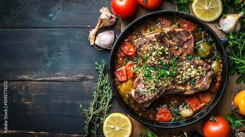 Osso Buco. The most popular Italian dishes. Braised veal shank served with gremolata, often with a rich sauce. Composition: Veal shank, white wine, broth, vegetables, gremolata.