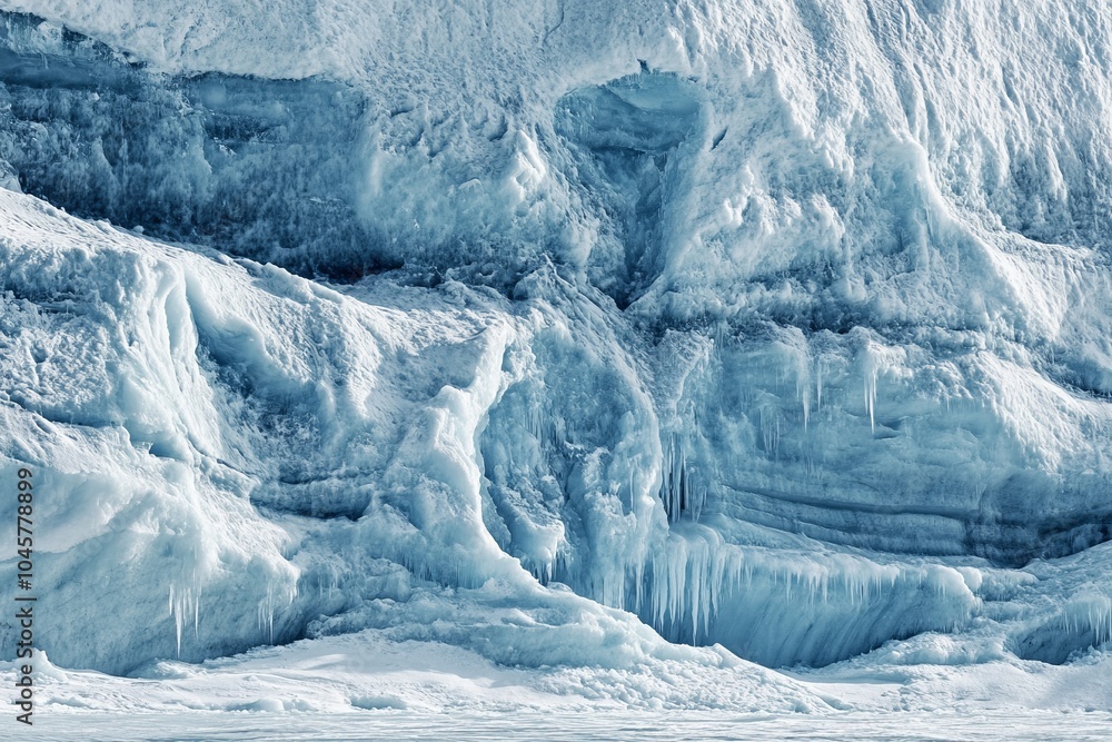Close-Up of a Glacier with Intricate Ice Textures