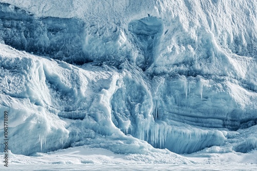 Obraz na płótnie Close-Up of a Glacier with Intricate Ice Textures w salonie
