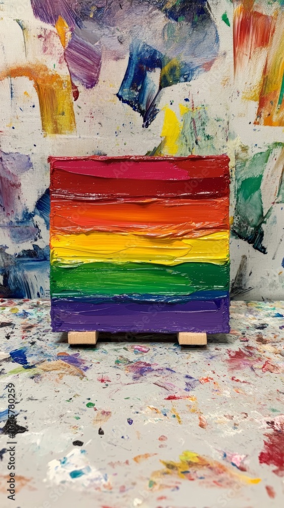 Obraz premium Rainbow palette art on colorful background