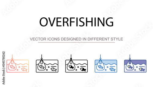 Overfishing icon design with white background stock illustration