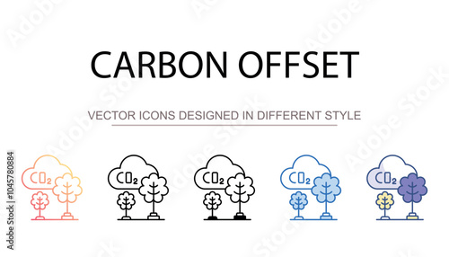 Carbon Offset icon design with white background stock illustration