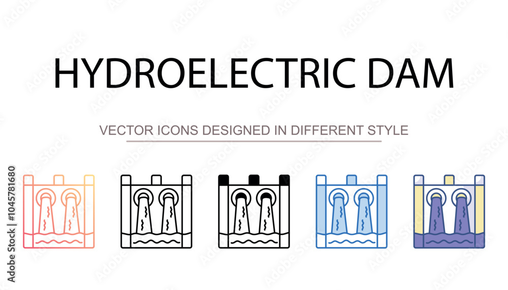 Hydroelectric Dam icon design with white background stock illustration Hydroelectric Dam icon design with white background stock illustration