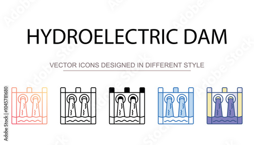 Hydroelectric Dam icon design with white background stock illustration