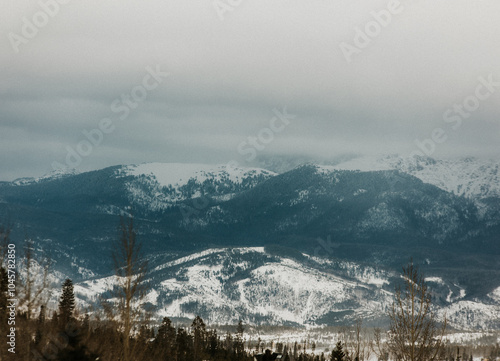 Mountain range during a snow storm in Fraser, CO on December 21st, 2022... photo