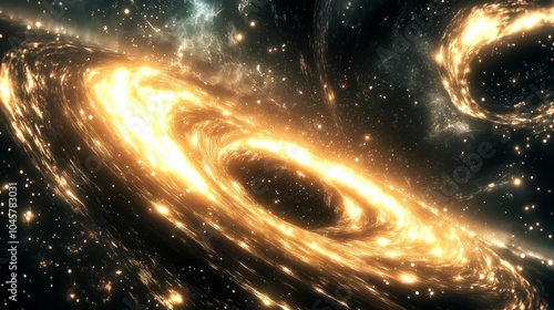 Radiant Golden Spiral Galaxy in the Depths of Space