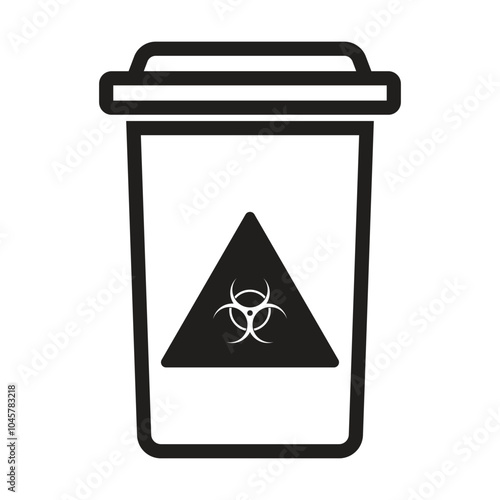 biohazard bin icon vector on white background, Medical Waste Disposal bin.