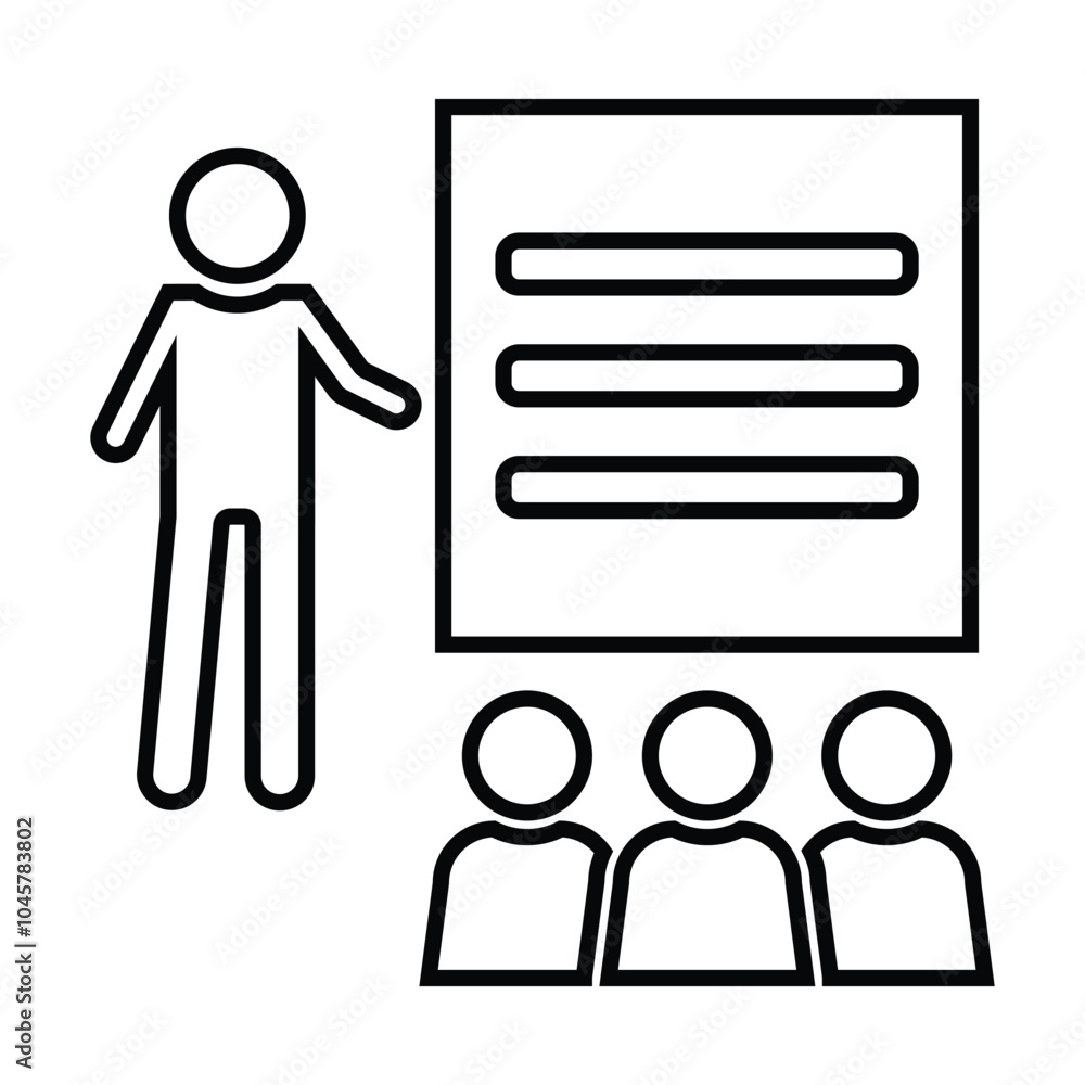 Lecture icon vector on white background, seminars, and public speaking Lecture icon vector on white background, seminars, and public speaking