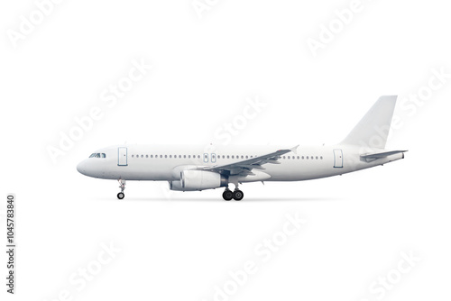 Modern white passenger airliner isolated