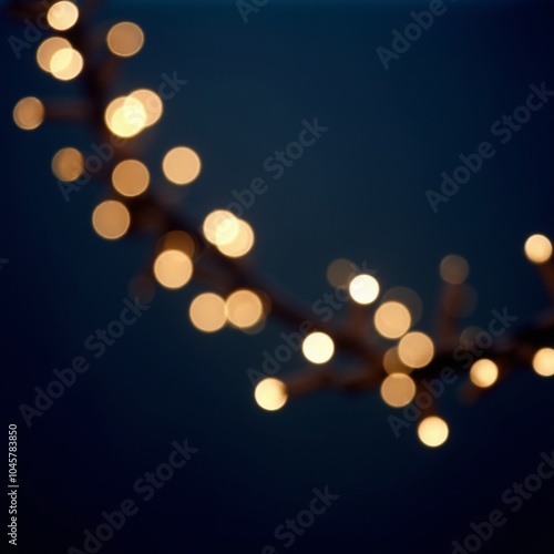 holiday illumination and decoration concept - christmas garland bokeh lights over dark blue background