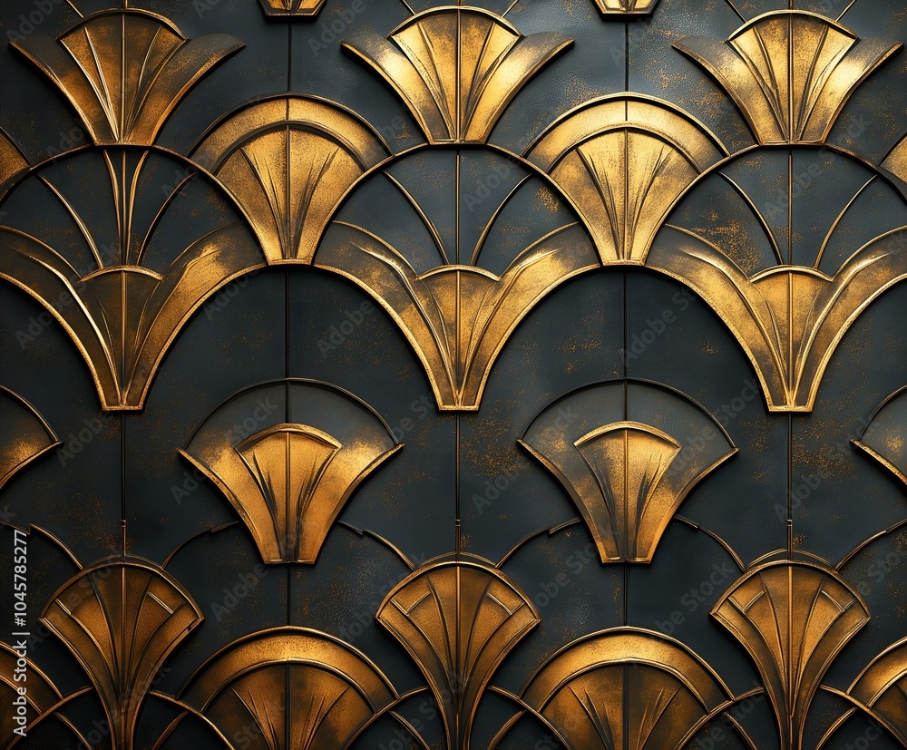 An art deco background with geometric patterns and metallic elements An art deco background with geometric patterns and metallic elements