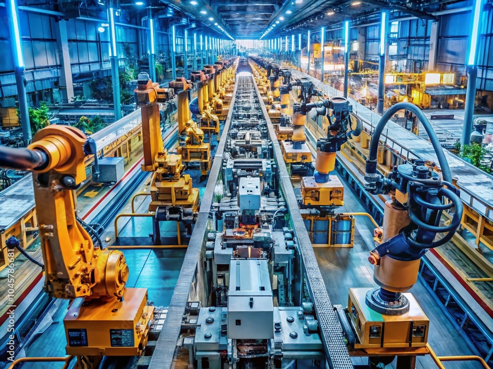 Macro Photography of Industry 4.0 Smart Factory with Automated Robots and Machines Connected via Internet Macro Photography of Industry 4.0 Smart Factory with Automated Robots and Machines Connected via Internet