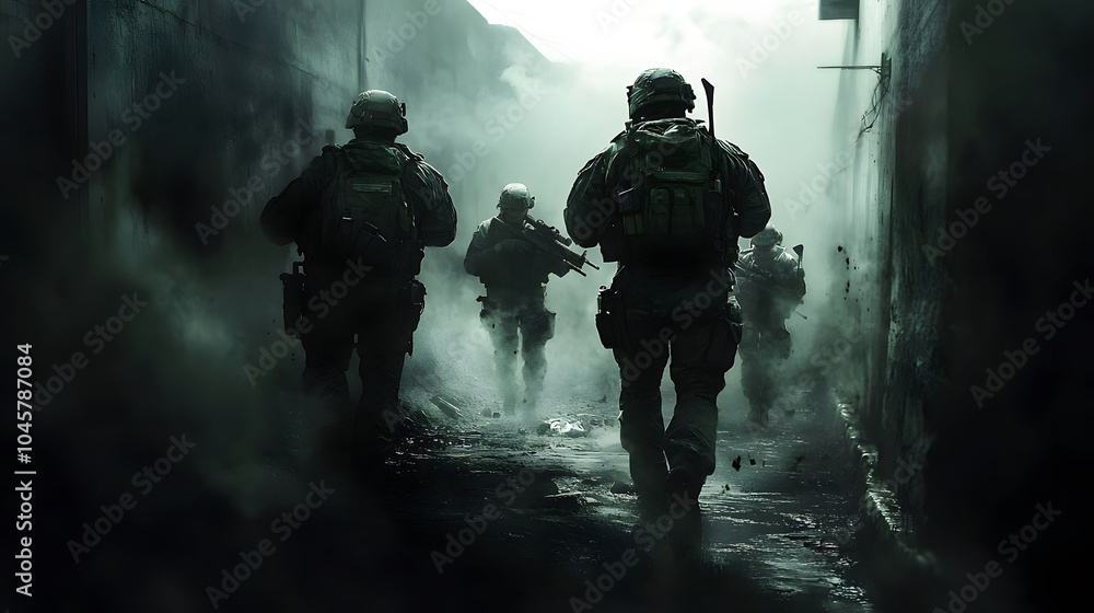 Fototapeta premium Warriors in smoke