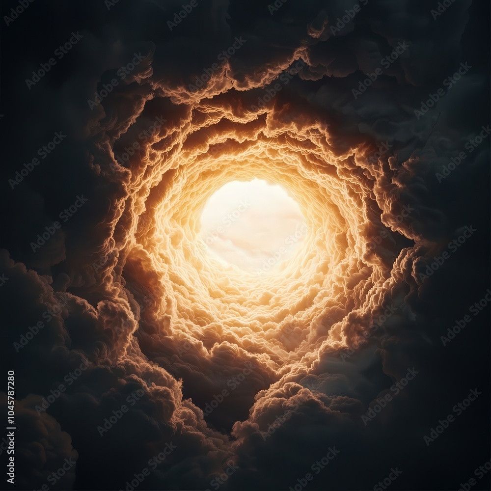 A Glimpse Through the Cloudy Vortex to a Radiant Sunlit Center in the Sky A Glimpse Through the Cloudy Vortex to a Radiant Sunlit Center in the Sky