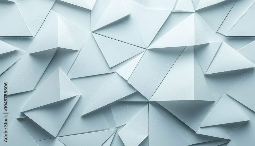 White abstract background with folded origami shapes in intricate arrangement White abstract background with folded origami shapes in intricate arrangement