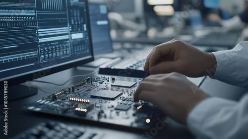 Wallpaper Mural Technician Installing CPU on Motherboard in High Tech Lab Setting Torontodigital.ca