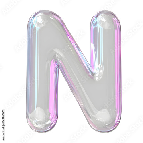 Letter N png 3D bubble alphabet, transparent background