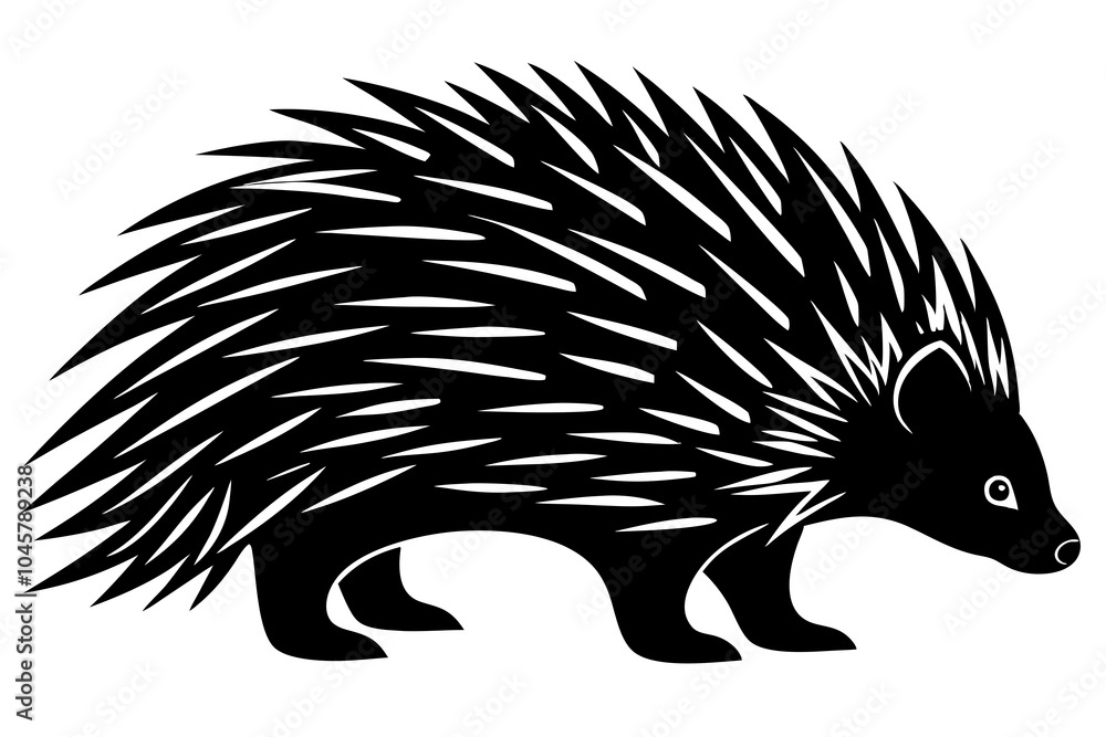 North American Porcupine silhouette vector style with withe background North American Porcupine silhouette vector style with withe background
