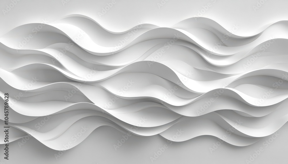 Fototapeta premium Soft white waves create a subtle glossy background for elegant design projects