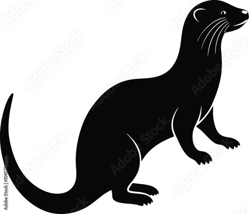 Otter silhouette vector illustration with white background photo