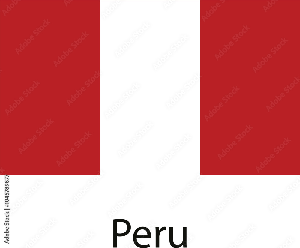 The official flag of Peru, featuring red and white stripes The official flag of Peru, featuring red and white stripes
