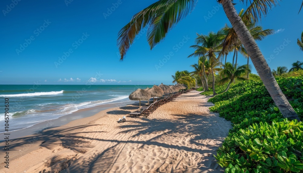 Fototapeta premium tropical beach with palm trees