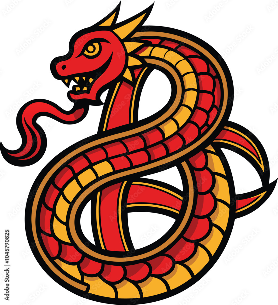 Fototapeta premium Fiery Dragon Serpent Design 