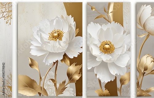 set of three abstract wall art panels. acrylic painting style creating a striking visual statement for modern decor