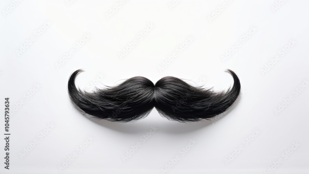 A creative representation of a mustache formed by two hairpieces on a white background. A creative representation of a mustache formed by two hairpieces on a white background.