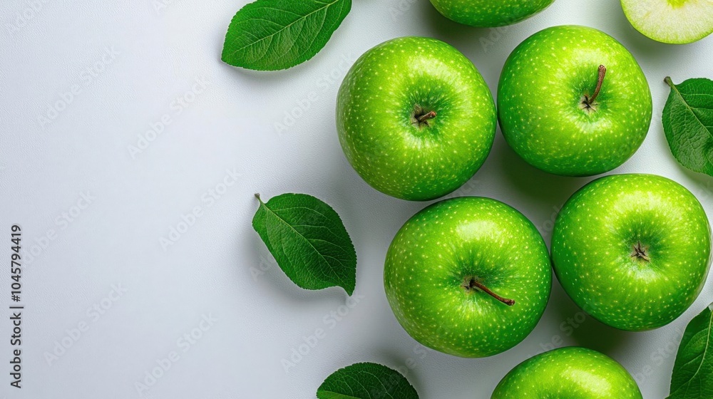 Fototapeta premium A photostock of apples sliced open, white background, fresh composition