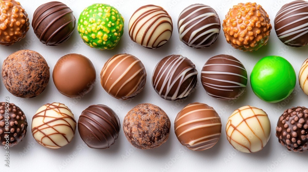 Obraz premium A photostock of chocolate truffles, arranged neatly, white background