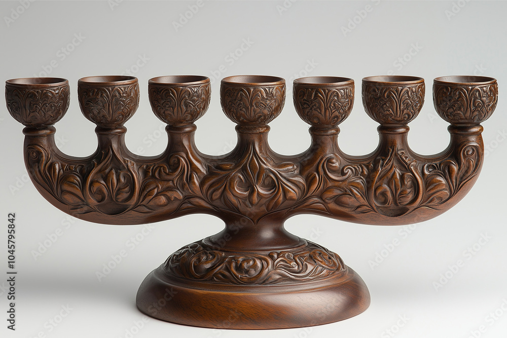 Ornate Wooden Candelabra with Intricate Carvings