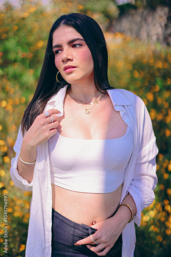 beautiful girl enjoying the summer sun, flowers, road, beauty person, model posing at the cam beautiful girl enjoying the summer sun, flowers, road, beauty person, model posing at the cam