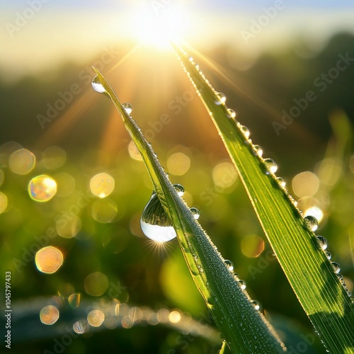a beautiful drop of morning dew in the sun s rays macro photography natural background