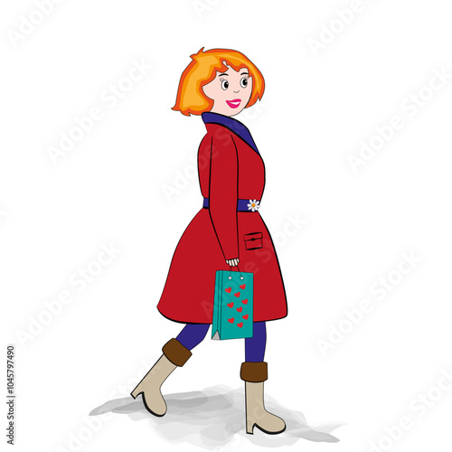Mujer feliz de compras.