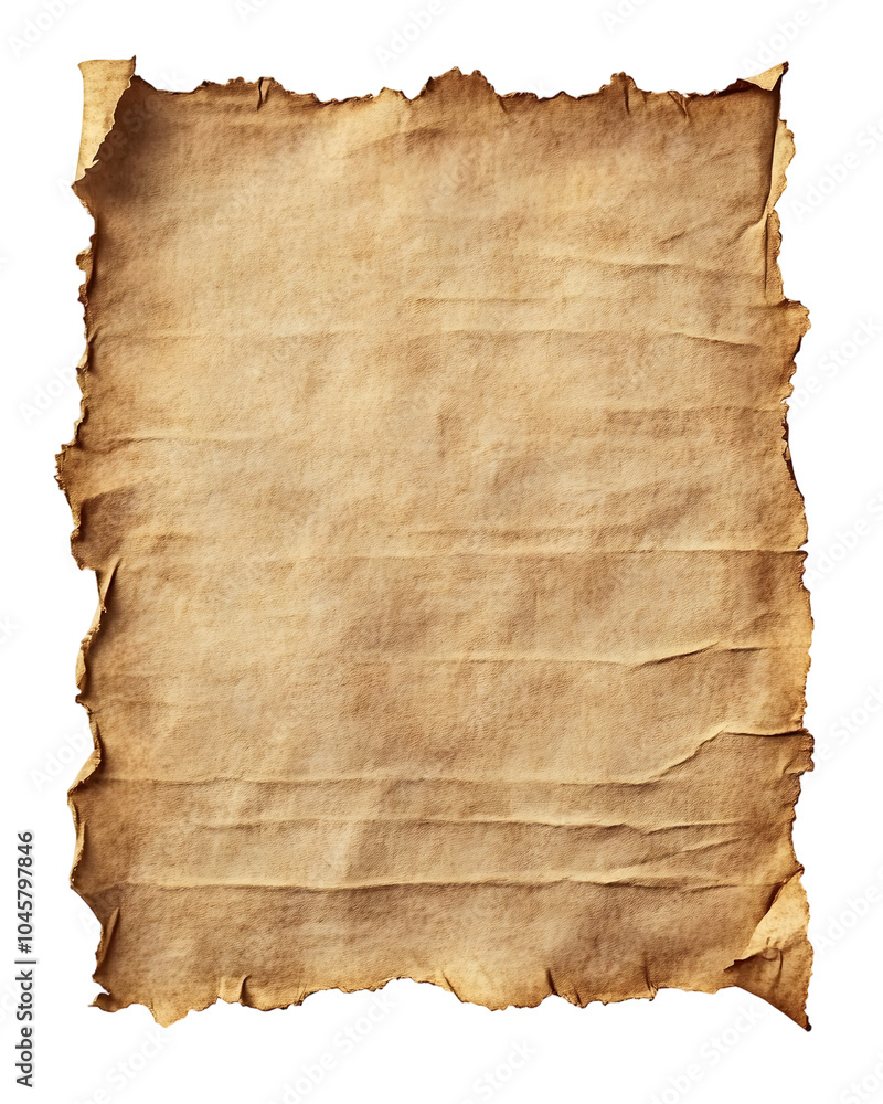 Aged parchment paper with rough, torn edges, showcasing a vintage and worn appearance. Ideal for antique-themed projects, crafts, or historical documents. Isolated on transparent background, png. Aged parchment paper with rough, torn edges, showcasing a vintage and worn appearance. Ideal for antique-themed projects, crafts, or historical documents. Isolated on transparent background, png.