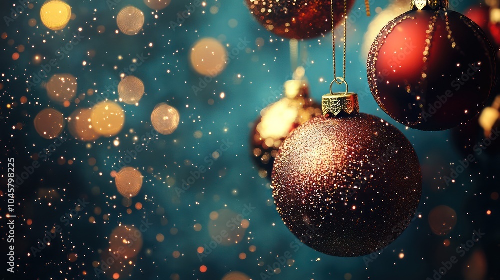 Christmas balls on a winter background with bokeh background. Merry christmas and happy new year concept. High Quality Image Christmas balls on a winter background with bokeh background. Merry christmas and happy new year concept. High Quality Image