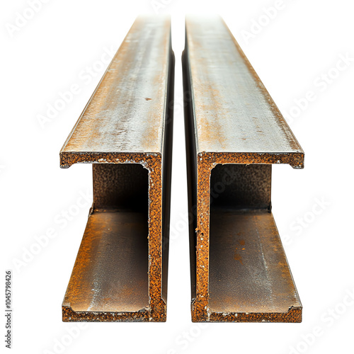 Steel beams, white isolate background photo