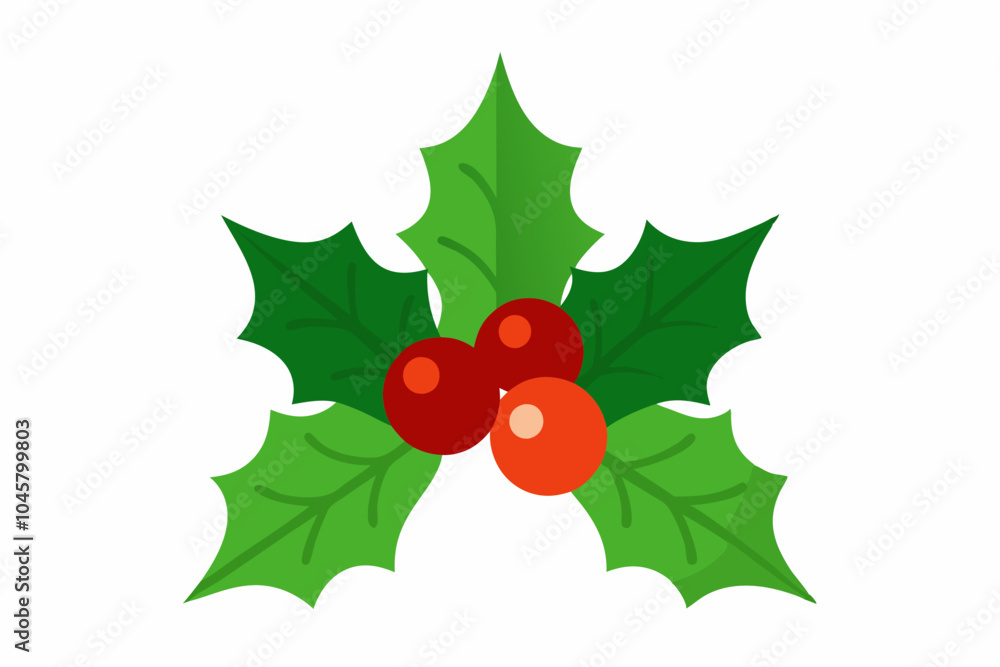 Christmas Holly Berries Isolated Vector Illustration Art Christmas Holly Berries Isolated Vector Illustration Art