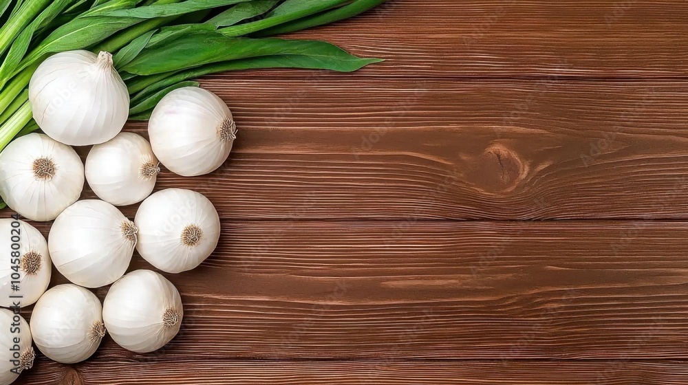 A photostock of white onions, close-up on a wooden surface, white background A photostock of white onions, close-up on a wooden surface, white background