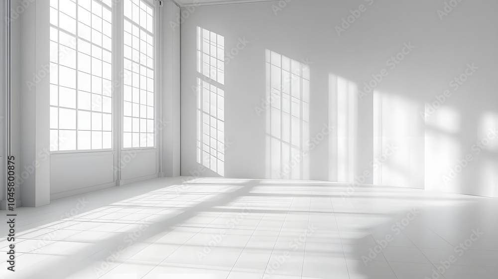 White empty studio room interior design white walls and corner tiled white empty floor background luxury empty interior for product desplay : Generative AI White empty studio room interior design white walls and corner tiled white empty floor background luxury empty interior for product desplay : Generative AI