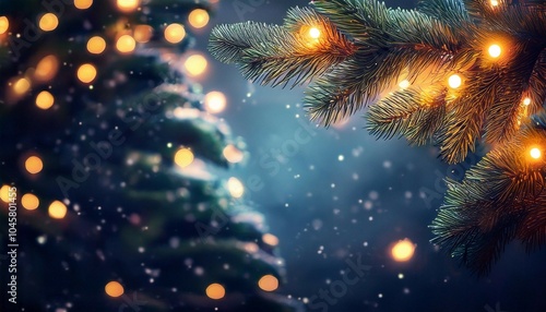 Wallpaper Mural christmas background with fir tree and illumination lights Torontodigital.ca