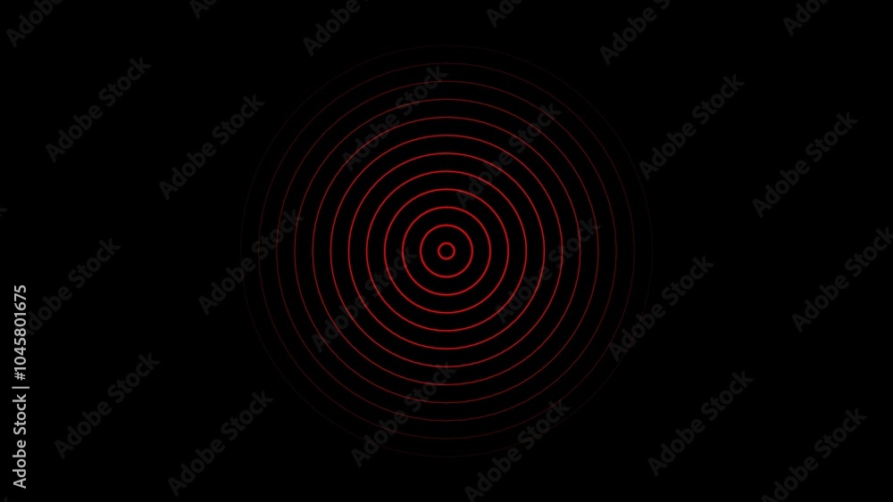 Concentric Red Circles on Black Background Concentric Red Circles on Black Background