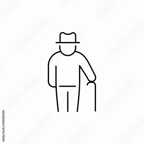pensioner old man icon sign vector