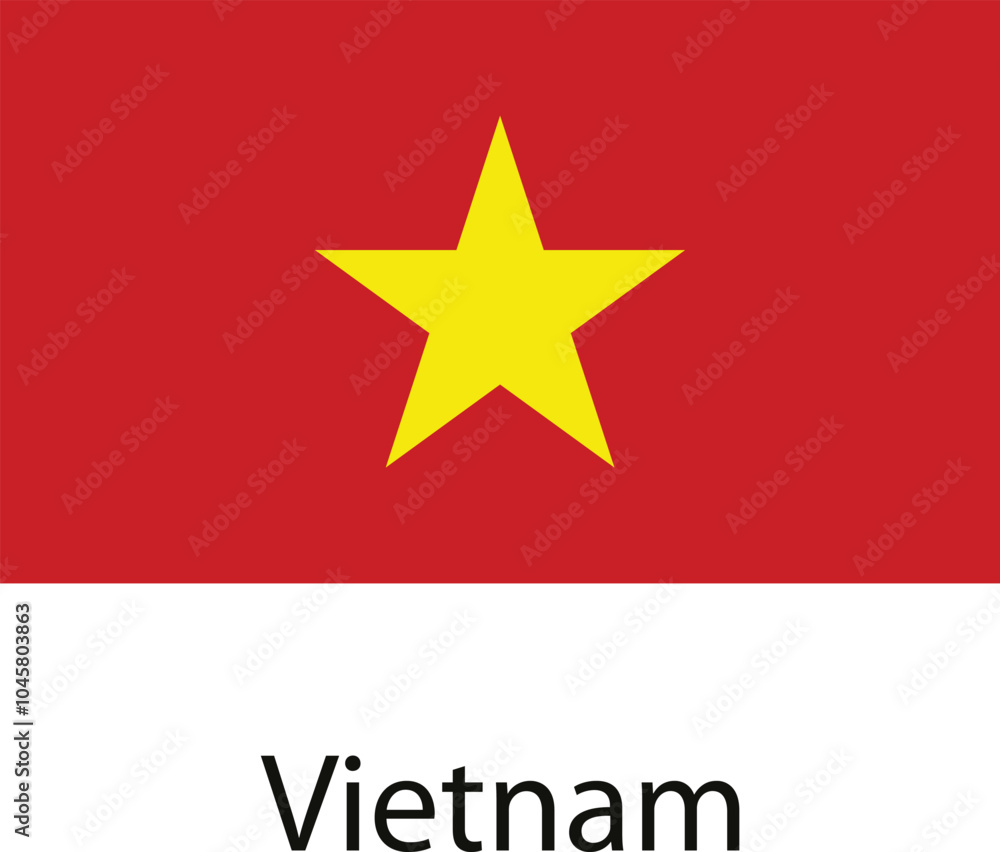 The national flag of Vietnam, featuring a large yellow star on a red background. The national flag of Vietnam, featuring a large yellow star on a red background.
