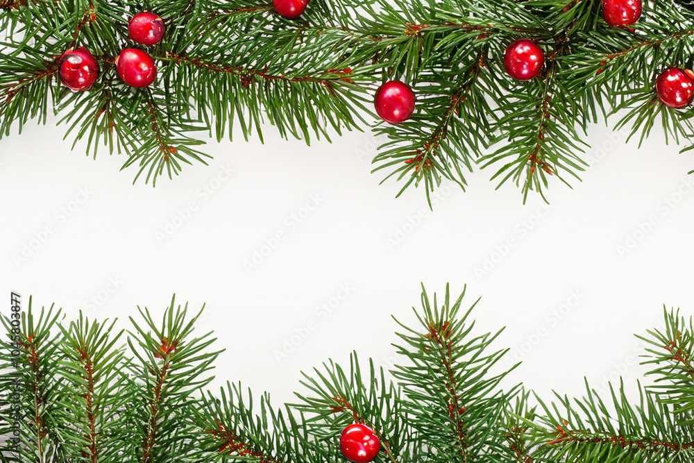 christmas frame with fir branches and balls christmas frame with fir branches and balls